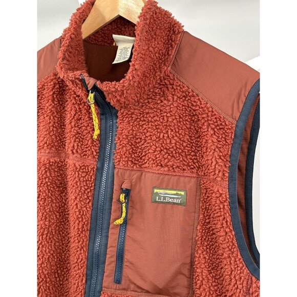 LL Bean Bean’s Sherpa Vest Men's XXL Tall Full Zip Burnt Orange Full Zip - Picture 3 of 16